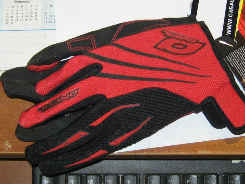 New oneal-mx element racewear motocross/offroad gloves,black/red,small 