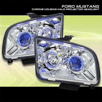 2005-2008 07 ford mustang gt led halo projector headlights coupe shelby lamps