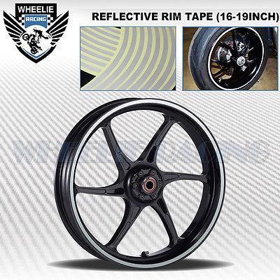 White silver reflective rim tape wheel stripe moto bike auto 16 17 18 19 inch