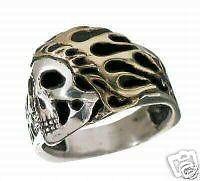 Flamin indian motorcycle ring sterling silver 