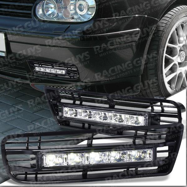 Led daytime running lamps lights black fog lamps lower bumper grille pair golf