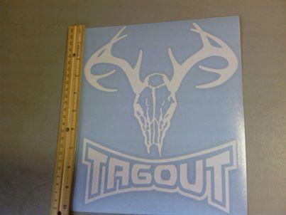 Tagout deer skull sticker decal .... hunting bow turkey bird stand blind ammo