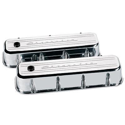 Billet spec valve covers tall billet aluminum polished chevy logo chevy bb pair