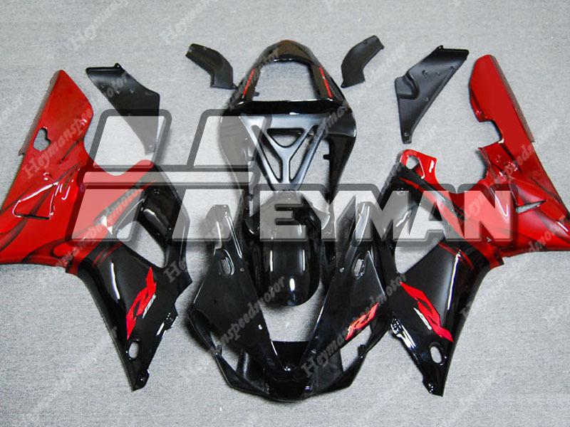 Fit 00 01 yzf r1 yzf-r1 yzfr1 2000 2001 injection mold fairing black red a846