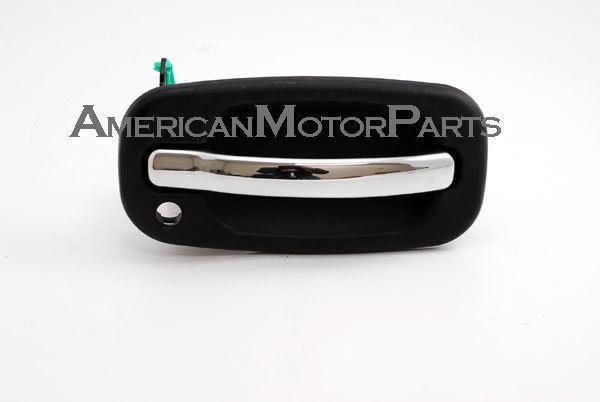 Right replacement outside frt smooth blk door handle w/ key hole 00-06 cadillac