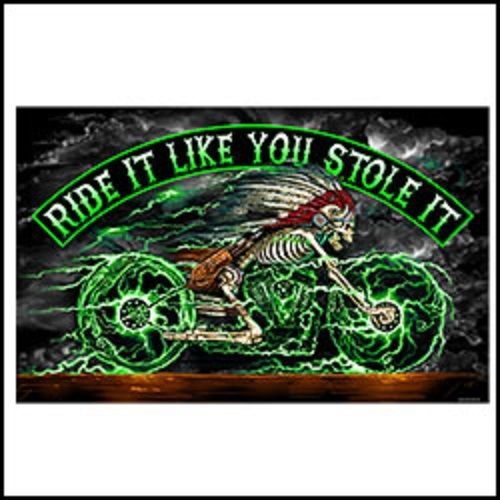 Biker flag, hot leathers skeleton cycle full size biker flag (3&#039;x5&#039;)