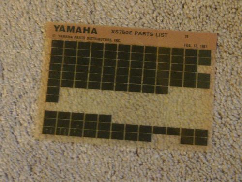 1978 yamaha motorcycle xs750e microfiche parts catalog xs 750 e