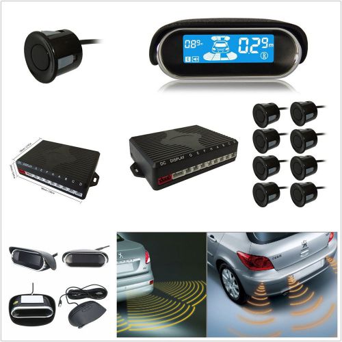 8 black parking sensor car intelligence buzzer reverse radar lcd screen alarming