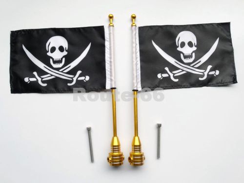 2 cnc aluminum rear side mount flag pole pirate 4 harley motorcycle luggage rack