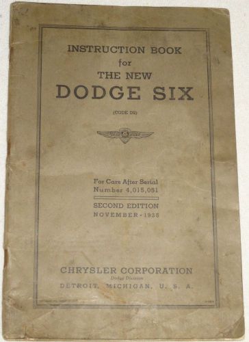 Vintage 1935 november second edition dodge six owners manual d2