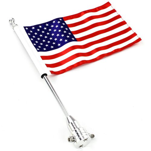 New motorcycle us usa flag flagpole flagstaff motor bike hanging flag 6.7&#034; x 11&#034;