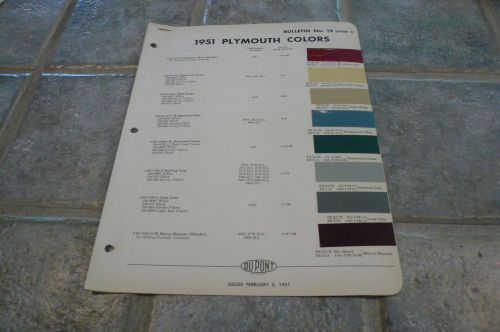 1951 plymouth dupont duco delux color chip paint sample - vintage