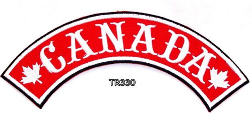 Canada white on red iron and sew on top rocker patch for biker jacket tr330sk