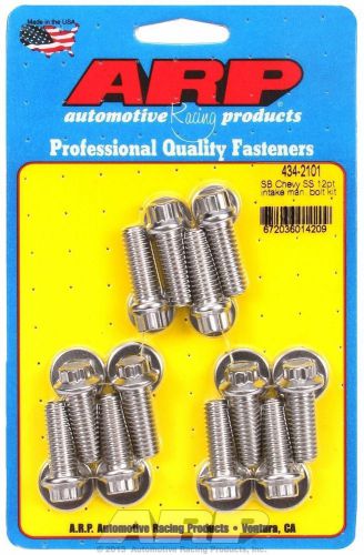 434-2101 arp stainless intake manifold bolt kit sbc chevy 265 302 305 350 400