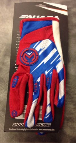 Moose racing 15 sahars gloves red white blue xl nwt