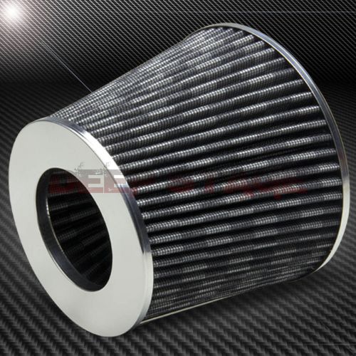 3&#034; short ram/cold air intake round tapered washable gray rubber filter+clamp