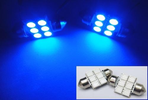 2x festoon bulb 31mm 6 high power smd led light blue dome map step de3022 de3175