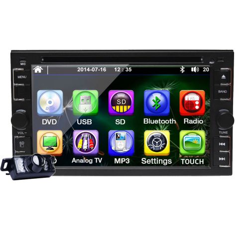 In-dash double 2din 6.2&#034; touch car stereo dvd player cd tv mp3 bluetooth radio