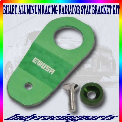 Billet aluminum green radiator stay bracket kit 96-00 civic ek 00-09 s2000 ap1