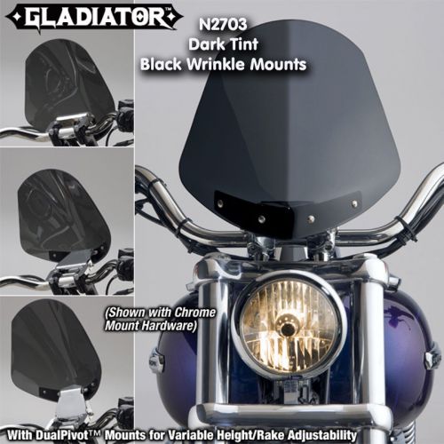 Harley fxdwg dyna wide glide 93-05 gladiator windshield drk tint blk mnts n2703