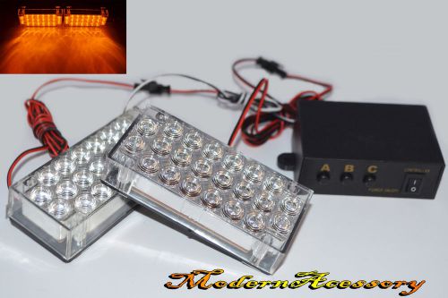 Universal 44 amber yellow led interior emergency warning flash strobe lights