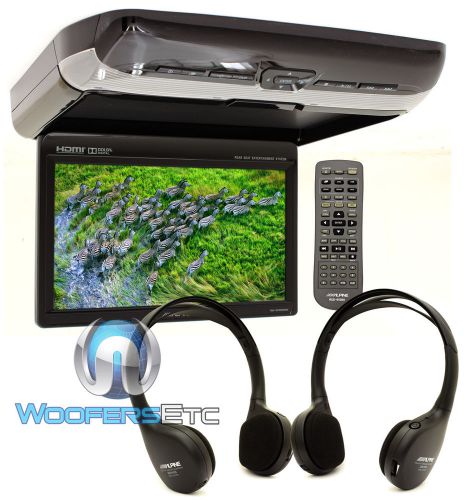 Alpine pkg-rse3hdmi 10.1&#034; overhead flipdown screen dvd video monitor 2 headphone