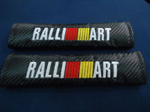 Ralliart seat belt cover shoulder pads carbon black x 2 pieces