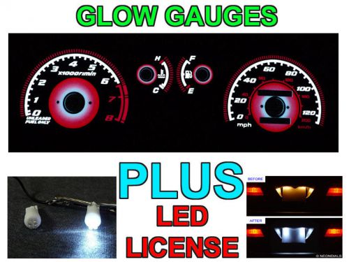 Free ship 90-91 honda crx si with rpm type-r red glow gauges + led license bulbs