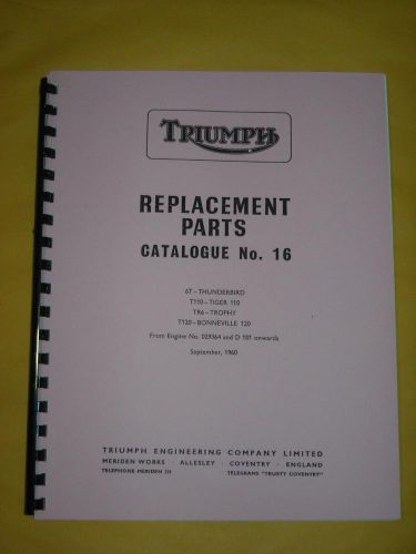 Parts manual fits 1960 1961 1962  triumph t120 bonneville tr6 trophy thunderbird