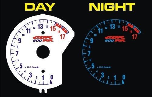 Honda cbr 600 rr 2007 08 09 10 11 2012 white face plasma glow gauge mph kmh