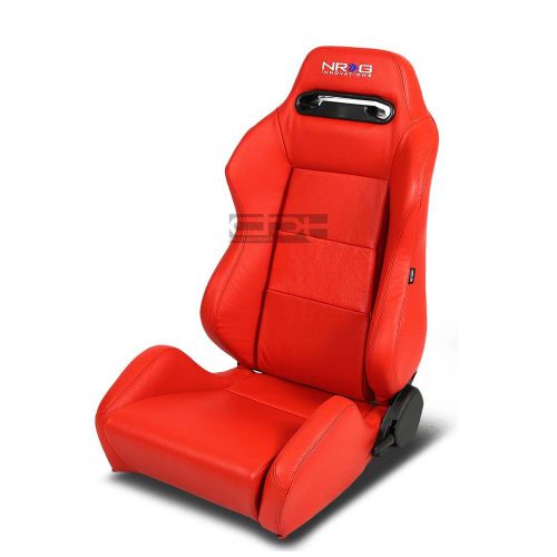 Nrg red 100% real leather sports racing seats+universal slider driver left side