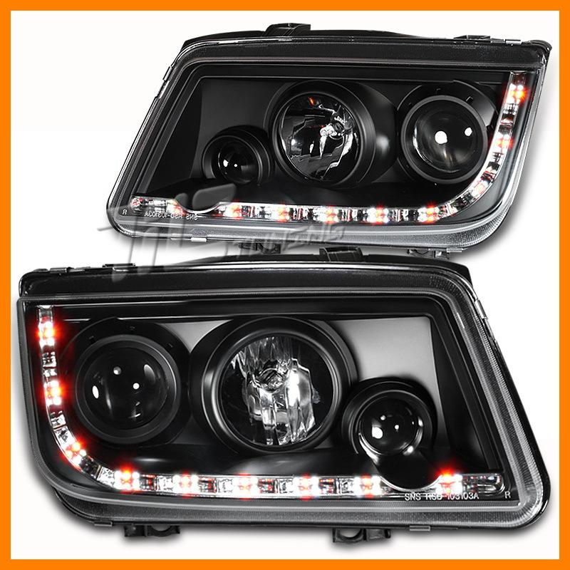 99-05 volkswagen jetta mk4 black r8 style led drl projector headlights lh+rh set