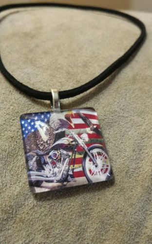 New usa necklace motorcycle flag eagle  d105