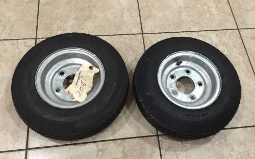 2 new 4.80-8 nylon trailer tires on 5 hole silver wheels load rang b