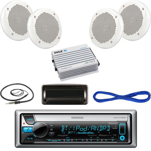 Kmrd765bt usb boat bluetooth cd radio,6.5&#034;speaker/wires,400w amp,antenna,housing