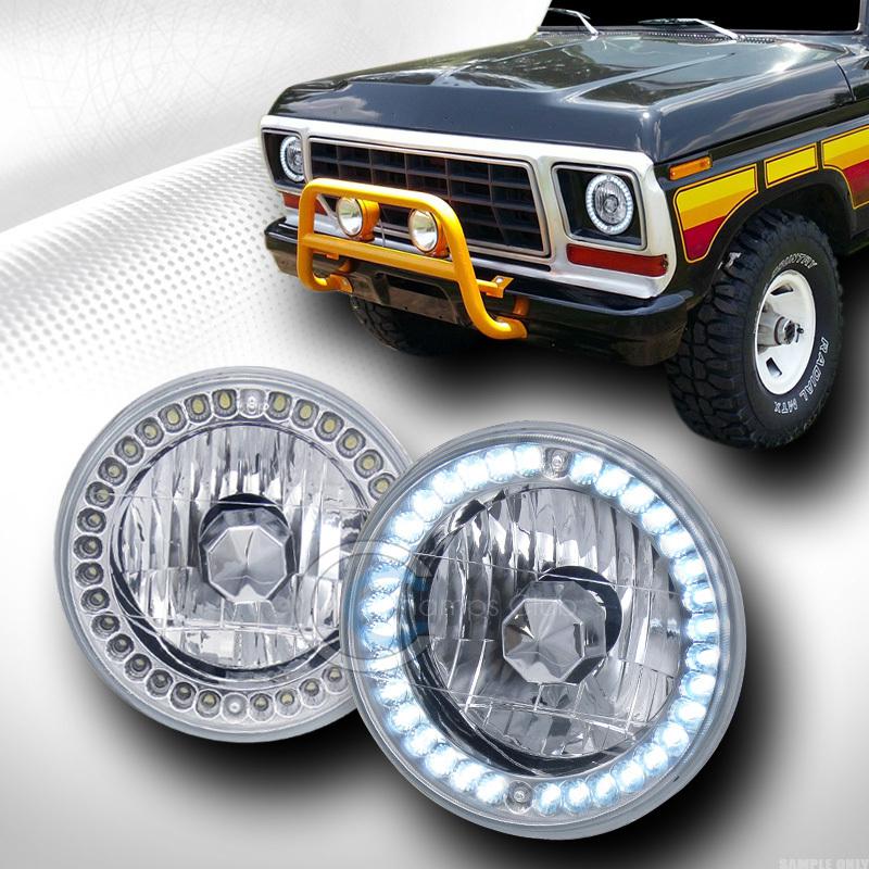 7" diameter round chrome halo led headlights lights lamp h6014 h6015 h6024 h4 ce