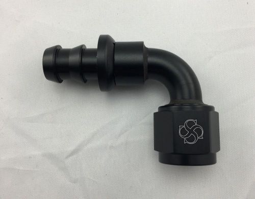 W491 -8 an 8 an 90° push-on hose end fittings push lock aluminum black