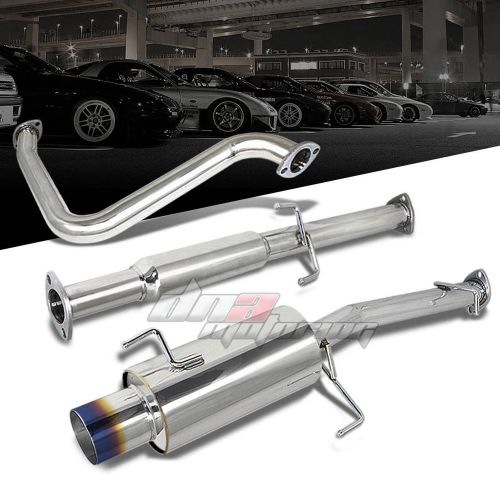 4&#034;burnt muffler tip stainless steel exhaust catback system for 92-96 prelude bb