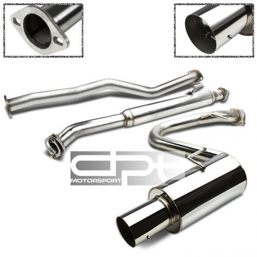 Toyota scion stainless 2.25&#034; exhaust piping catback 4&#034; muffler tip+silencer/bolt