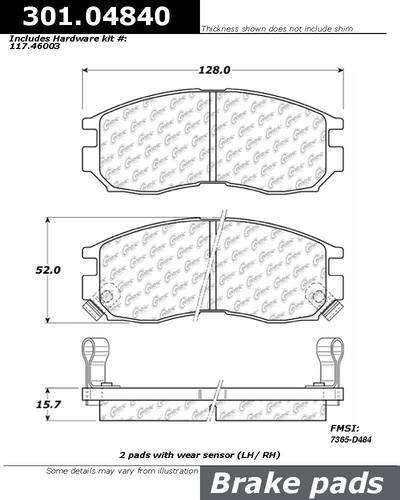 Centric 301.04840 brake pad or shoe, front-premium ceramic brake pad w/shims