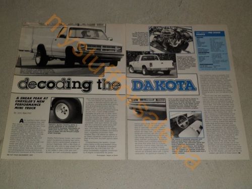 1986 dodge dakota ad / article