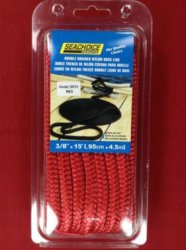 Dock line double braided nylon rope 3/8&#034; x 15&#039; red seachoice 39721