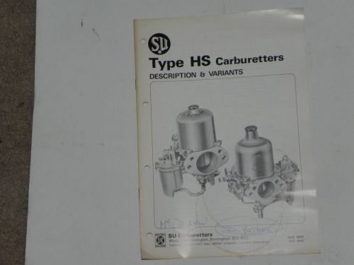 Su carburetor carburetters - type hs description &amp; variants  -  workshop manual