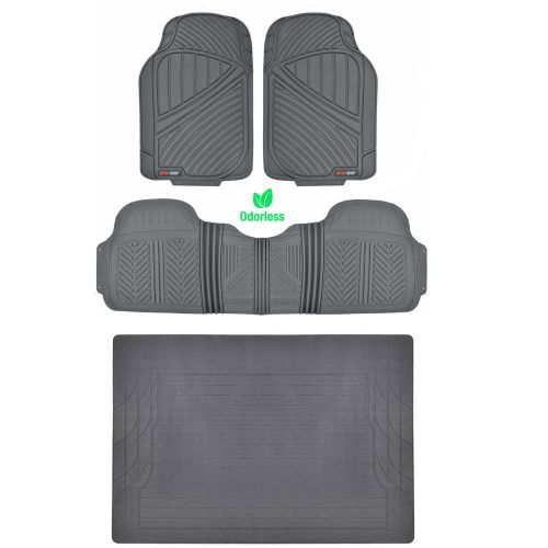 Tough weather motortrend 4pc rubber floor mats &amp; liner heavy duty - gray