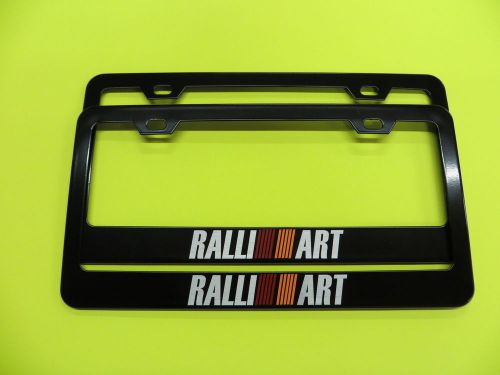 2 - mitsubishi &#034;ralliart&#034; black superior metal license frame w/screw caps