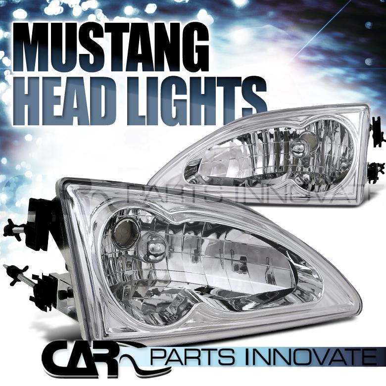 Ford 94-98 mustang gt svt cobra chrome clear crystal headlights lamps