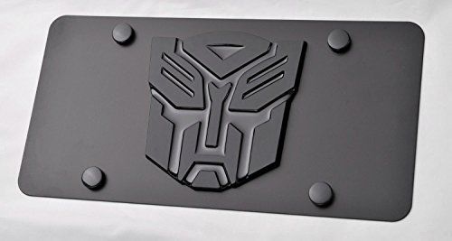 5&#034; transformers autobot 3d black emblem on black steel license plate new