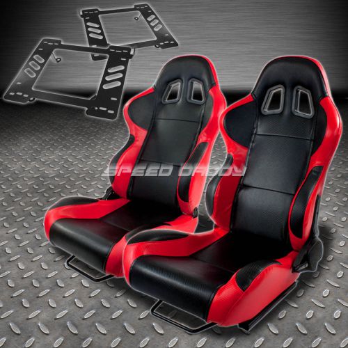 Pair type-4 reclining black red pvc racing seat+bracket for 97-06 wrangler tj