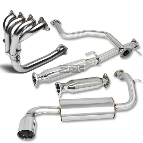 For civic ed 3rd 4.5&#034;muffler tip stainless steel catback+4-1 header+pipe exhaust