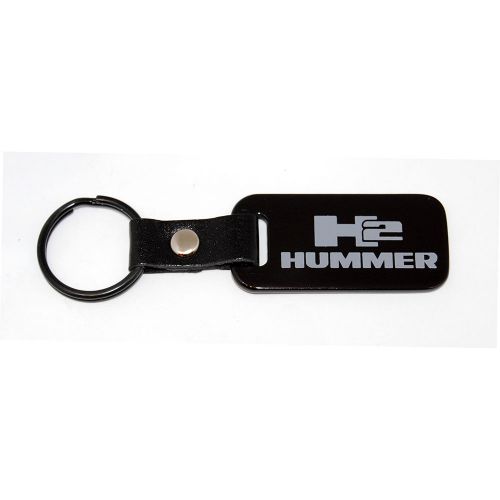 Hummer h2 satin black key chain fob - engraved grey logo - made in usa